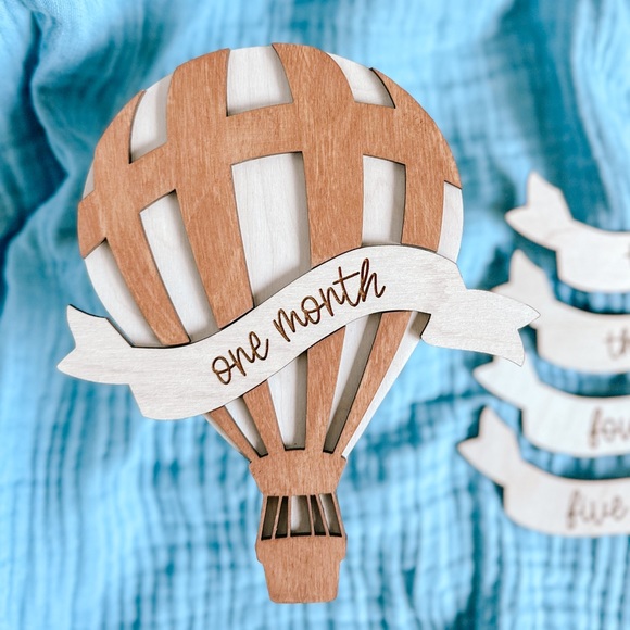 Milestone Markers, Baby Shower Gift, Hot Air Balloon, Baby Milestone Cards, Baby - Picture 2 of 3